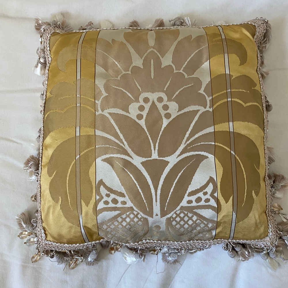 Two vintage Elegant Gold and Cream Accent Pillow